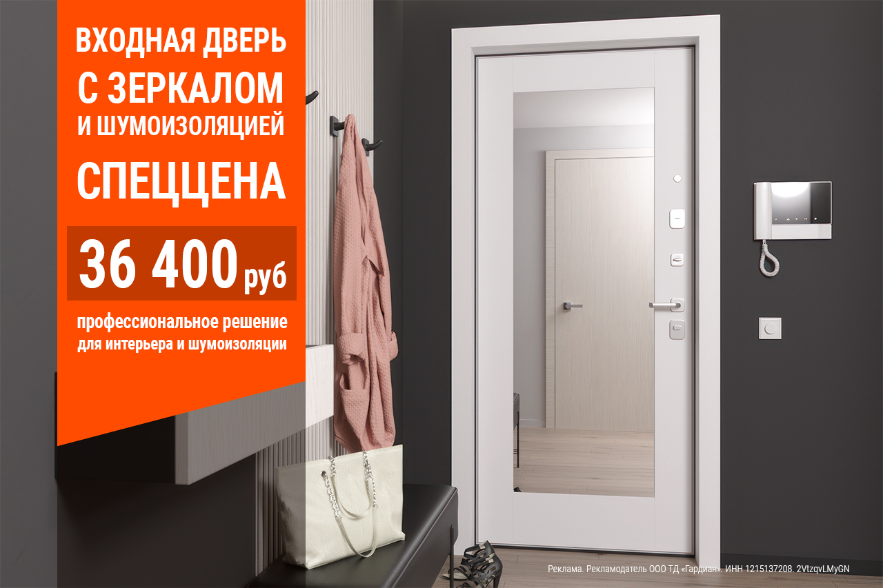 Входная дверь с зеркалом и шумоизоляцией по спеццене